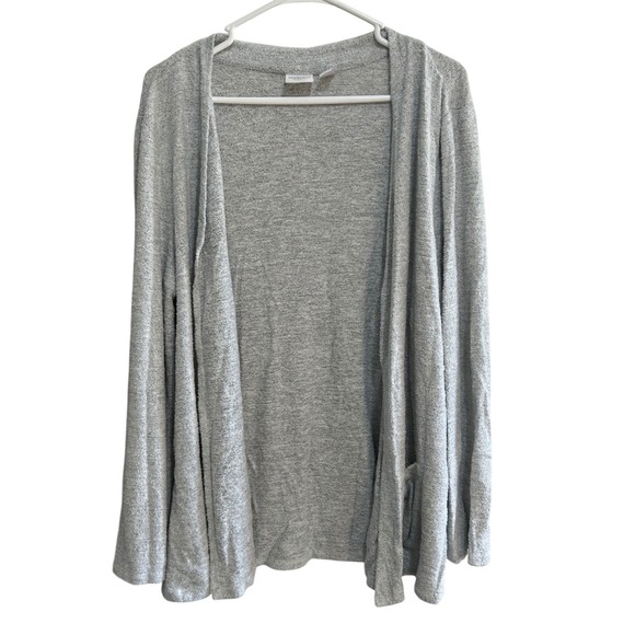 Weekends by Chico's Sweaters - Weekends by Chico's Gray Heathered Knit Cardigan Sweater Pockets Sz 3 XL Lounge